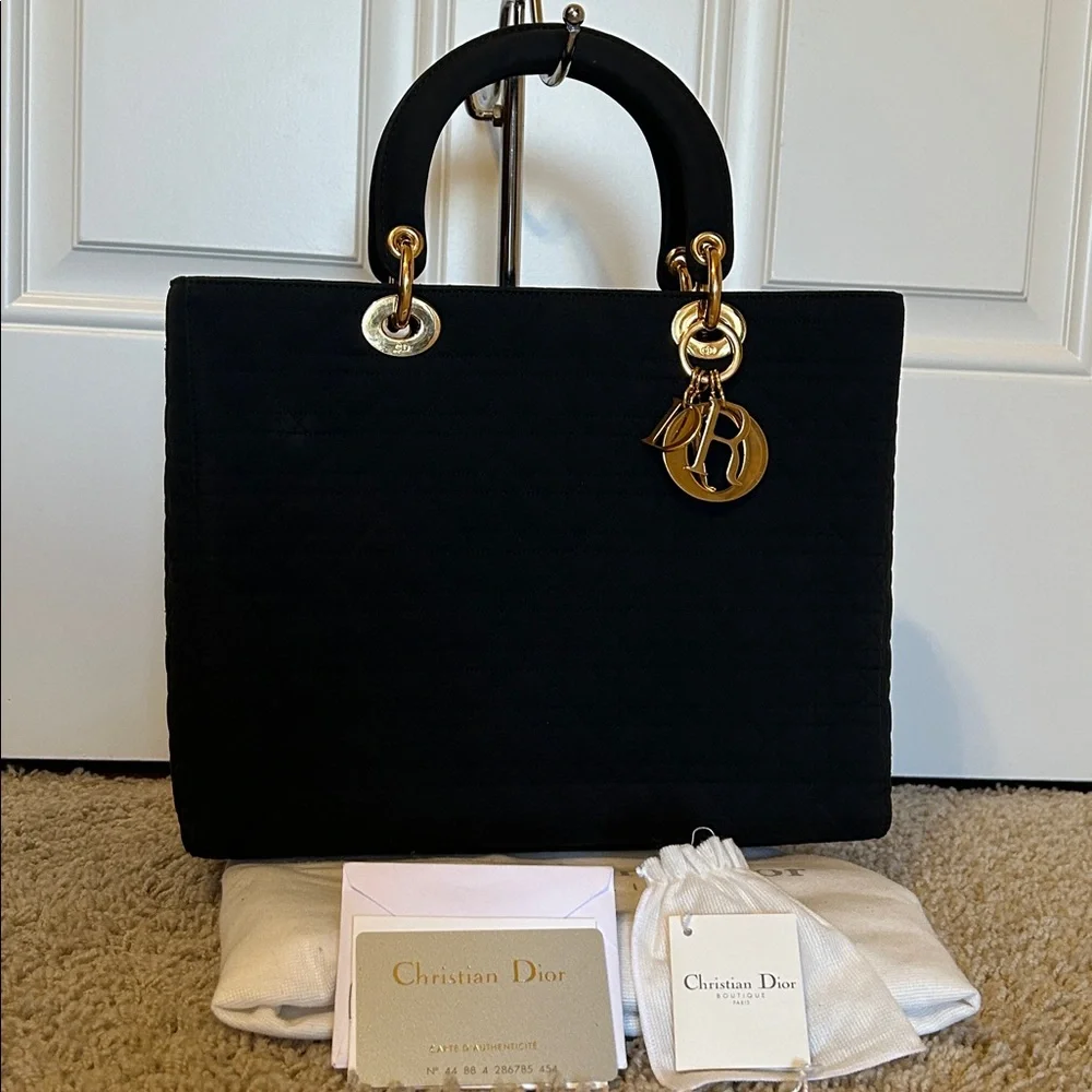 Christian Dior Lady Dior Cannage Black Tote Bag- Like New!! - Picture 1 of 12